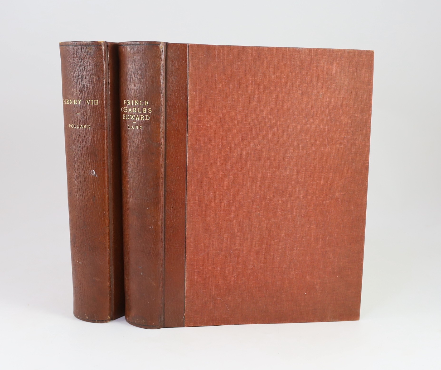 Pollard, A.F - Henry VIII, one of 1150, small folio, quarter calf, Goupil & Co., 1902, uniformly bound with - Lang, Andrew - Prince Charles Edward, one of 1500, small folio, Goupil & Co., 1900 (2)